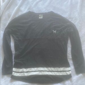 PINK Black Sweater with White Accents